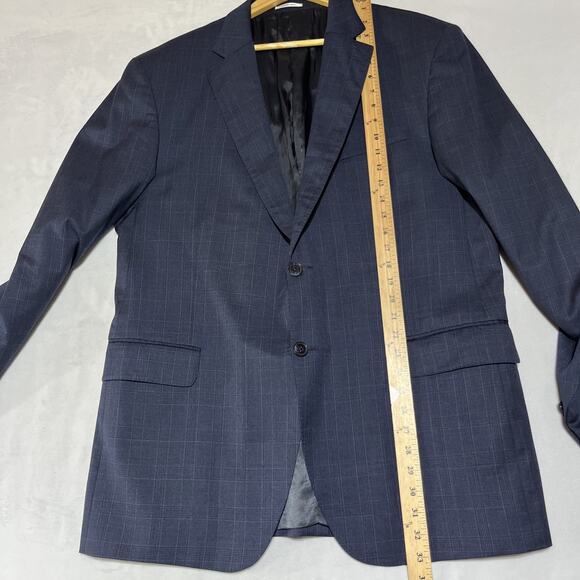 Peter Millar Suit Jacket Blazer Mens 46T Blue Plaid Two Button Double Vent - Picture 10 of 16